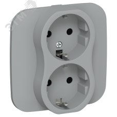 FLITE Розетка 2-местная с заземлением без защитных шторок 16А в сборе РС12-0-А-ФлС серый IEK