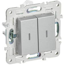 SKANDY Выключатель 2-клавишный проходной с индикацией 10А SK-V10S серебряный IEK