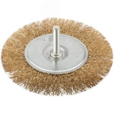 Кордщетка дисковая прямая, со шпилькой, стальная латунированная волнистая проволока 100 мм