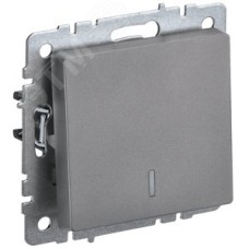 BRITE Выключатель одноклавишный проходной с индикацией 10А ВС10-1-7-БрС сталь IEK