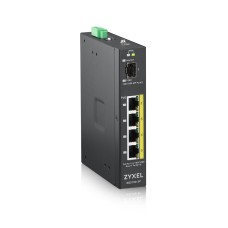 Коммутатор/ ZYXEL RGS100-5P, 5  Port unmanaged PoE Switch, 120 Watt PoE, DIN Rail, IP30, 12-58V DC