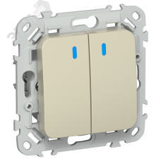 FLITE Выключатель 2-клавишный кнопочный с индикацией 10А ВС12-2-1-ФлШ шампань IEK