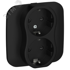 FLITE Розетка 2-местная с заземлением с защитными шторками 16А в сборе РСш12-0-А-ФлЧ черный IEK