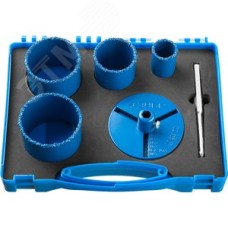 Набор кольцевых коронок ''Профессионал'' c карбид-вольфрамовым нанесением, 6 предм. в кейсе: коронки d 33, 53, 67, 73 мм, основание, сверло