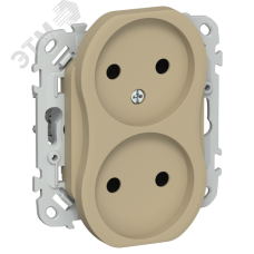 FLITE Розетка 2-местная без заземления без защитных шторок 10А РС02-0-ФлХ хаки IEK