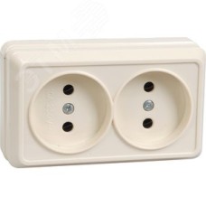OKTAVA Розетка 2-местная без заземления для открытой установки 10А РС22-2-ОКм кремовый GENERICA