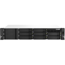 Сетевое хранилище без дисков/ SMB QNAP TS-873AeU-RP-4G NAS 8 HDD trays, 2x 2.5 GbE. 64-bit 4-core AMD V1500B 2,2 GHz, 4 GB. RAM (1*4 GB) up to 32GB (2*16 GB), 2 x M2 2280 (PCIe Gen3 x 1), 2xPSU W/o rail kit RAIL-B02