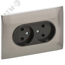 SKANDY Розетка 2-местная без заземления с защитными шторками 10А в сборе SK-R09N никель IEK