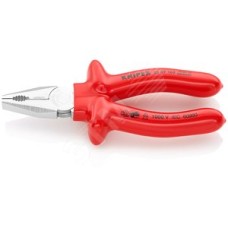 Плоскогубцы комбинированные VDE 1000V резка - проволока средней твердости 31мм твердая проволока 2мм кабель 10мм (16мм) L=160мм диэлектрические хромированные обливные рукоятки