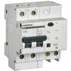 Выключатель автоматический дифференциальный АД12 2Р 50А 30мА GENERIC