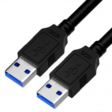 GCR PRO Кабель интерфейсный USB 3.0 (USB 3.2 Gen 1), 1.0m, AM/AM, черный, медь, двойной экран, армированный, морозостойкий