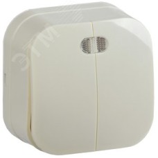 GLORY Выключатель двухклавишный наружный кремовый с индикацией