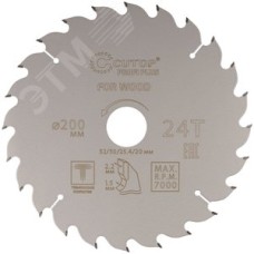 Диск пильный по дереву с тефлоновым покрытием 24Т, Profi plus, 200x1,5/2,2x32/30/25,4/20 мм