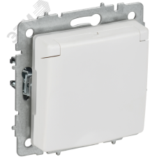BRITE Розетка 1-местная с заземлением с защитными шторками и крышкой 16А IP44 РСбш10-3-44-БрАБ арктический белый IEK