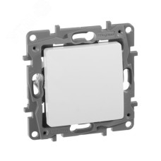 Выключатель 1-клавишный проходной 10А безвинтовое крепление белый ETIKA