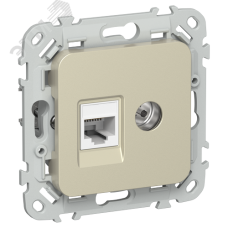 FLITE Розетка 2-местная RJ45/TV категория 5Е UTP РКТВ5е-2-0-ФлШ шампань IEK