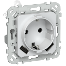 FLITE Розетка 1-местная с заземлением с защитными шторками 16А с USB A+A 3,1А РСЮша11-0-ФлЖ жемчуг IEK