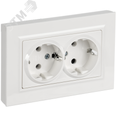 BRITE Розетка 2-местная с заземлением без защитных шторок плоская 16А в сборе РСПл12-3-БрБ белый IEK