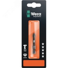 Бита ударная 855/4 IMP DC Impaktor PZ SB алмазное покрытие хвостовик 1/4 E 6.3 PZ 2X50 мм с держателем-еврослот