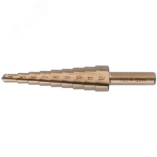 Сверло ступенчатое HSS Co5% (Р6М5К5) по металлу, 9 ступеней, 4-12 мм