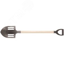 Лопата штыковая облегченная, рельсовая сталь"", с деревянным черенком и V-ручкой 210х385х1440 мм""