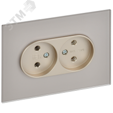 SKANDY Розетка 2-местная без заземления без защитных шторок для плоской вилки 10А SK-R03Sh стекло шампань