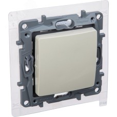 Выключатель 1-клавишный проходной 10А IP44 безвинтовое крепление слоновая кость ETIKA