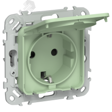 FLITE Розетка с заземлением с защитными шторками и крышкой безвинтовое крепление 16А IP44 РСшкр11-1-44-ФлФ фисташковый IEK
