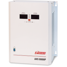 Стабилизатор POWERMAN AVS 8000P, ступенчатый регулятор, цифровые индикаторы уровней напряжения, 8000ВА, 110-260В, максимальный входной ток 50А, клеммная колодка, IP-20, навесной,  380мм х 310мм х 160мм, 14кг./ Stabilizer POWERMAN AVS 8000P, step-type regu