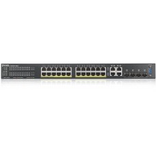 Коммутатор/ ZYXEL NebulaFlex Pro GS2220-28HP Hybrid L2 PoE+ switch , rack 19 ", 24xGE PoE+, 4xCombo (SFP / RJ-45), budget 375 W, standalone / cloud management