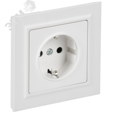 BRITE Розетка 1-местная с заземлением с защитными шторками 16А в сборе РСР14-1-0-БрАБ арктический белый IEK