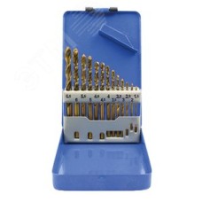 Набор сверл по металлу HSS шлифованные, титановое покрытие, угол заточки 135град,  мет.бокс, 25 шт. (1-13 мм, через 0,5 мм)