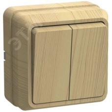 OKTAVA Выключатель 2-клавишный для открытой установки 10А ВС20-2-0-ОС сосна GENERICA