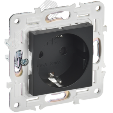 SKANDY Розетка с заземлением с защитными шторками 16А безвинтовое крепление SK-R06Bl черный IEK