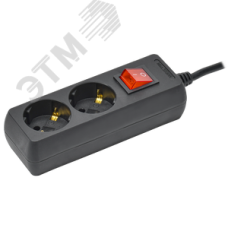 Удлинитель У02К 2 места с заземлением 5м 3х1мм2 16А 250В черный