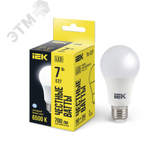 Лампа светодиодная A60 груша 7Вт 230В 6500К E27