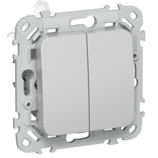 FLITE Выключатель 2-клавишный кнопочный 10А ВС12-2-0-ФлА алюминий IEK