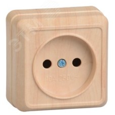 OKTAVA Розетка 1-местная без заземления для открытой установки 10А РС20-2-ОС сосна GENERICA