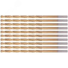 Сверла HSS по металлу, удлиненные, титановое покрытие 4.5х126 мм набор (10шт)