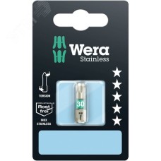 Бита 3867/1 TS TORX SB нержавеющая сталь хвостовик шестигранный 1/4 C 6.3 TX 30X25 мм с держателем-еврослот для подвеса