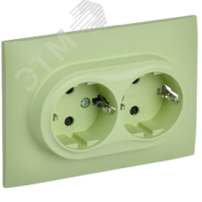 SKANDY Розетка 2-местная с заземлением с защитными шторками 16А в сборе SK-R07G мятный IEK