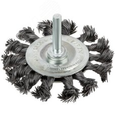 Кордщетка дисковая прямая, со шпилькой, стальная витая проволока 75 мм