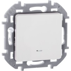 Выключатель 1-клавишный проходной с подсветкой/индикацией 10АХ безвинтовое крепление белый INSPIRIA