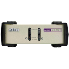2-x порт. переключатель, электрон., KVM,  1 user PS2/USB+VGA =>  2 cpu PS2/USB+VGA, со шнурами PS2/USB 2х1.2м., 2048x1536, настол., без OSD, некаскад./ CUBIQ 2 PORT USB & PS/2 KVM SWITCH