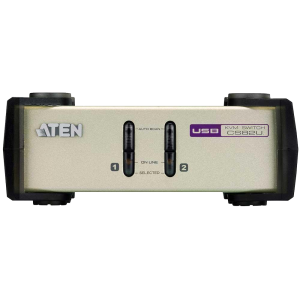 2-x порт. переключатель, электрон., KVM,  1 user PS2/USB+VGA =>  2 cpu PS2/USB+VGA, со шнурами PS2/USB 2х1.2м., 2048x1536, настол., без OSD, некаскад./ CUBIQ 2 PORT USB & PS/2 KVM SWITCH