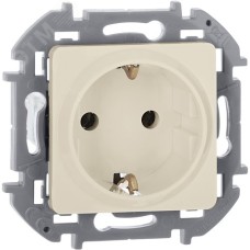 Розетка 1-местная с заземлением с защитными шторками 16А слоновая кость INSPIRIA
