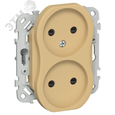 FLITE Розетка 2-местная без заземления с защитными шторками безвинтовое крепление 10А РСш02-1-ФлШм шамуа IEK