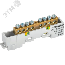 TEKFOR Шина PE земля неизолированная на универсальном держателе 6х9-8-Ж IEK