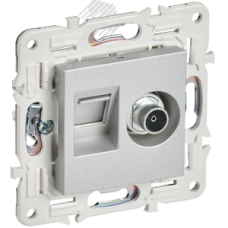 SKANDY Розетка двойная TV+RJ45 кат.6E SK-A15S серебряный IEK