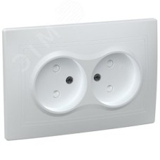 KVARTA Розетка 2-местная без заземления с защитными шторками 10А РСш12-2-КБ белый GENERICA